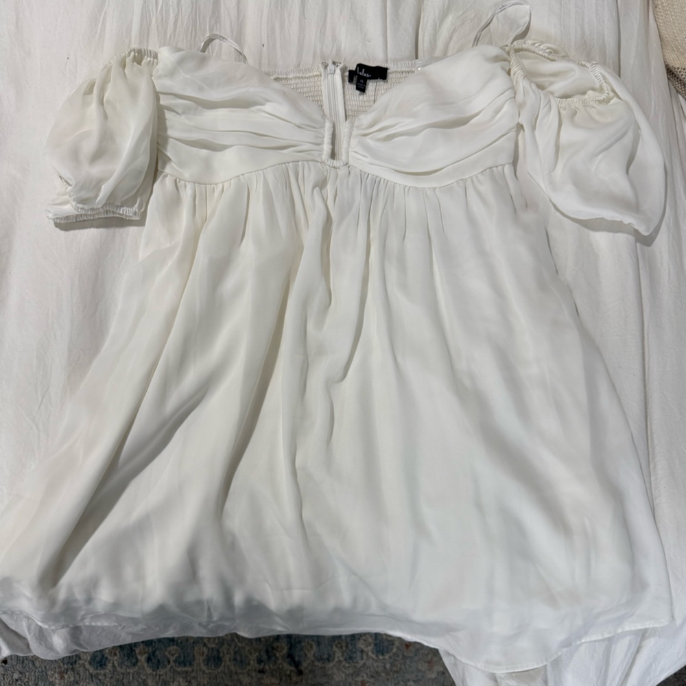 Lulu's Ivory Puff Sleeve Dress